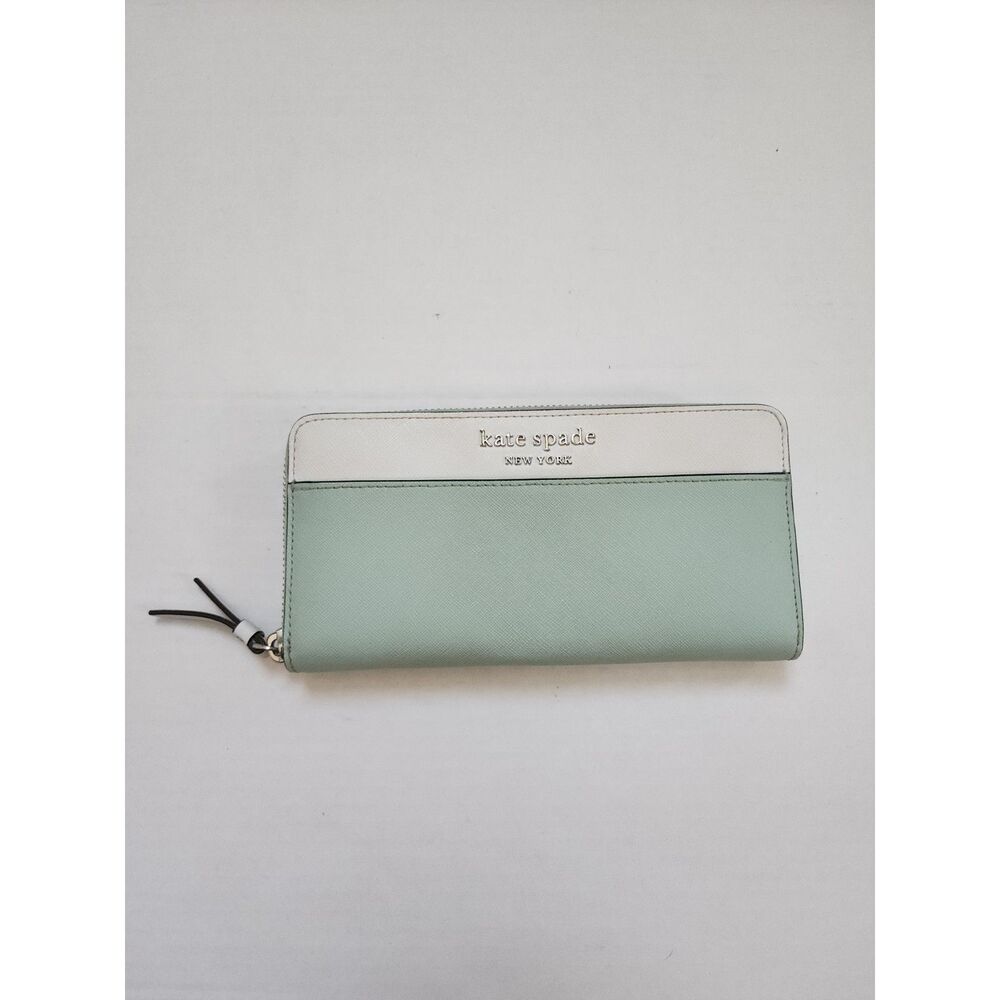 Kate Spade New York Staci Colorblock Zip Around Continental Wallet Mint White